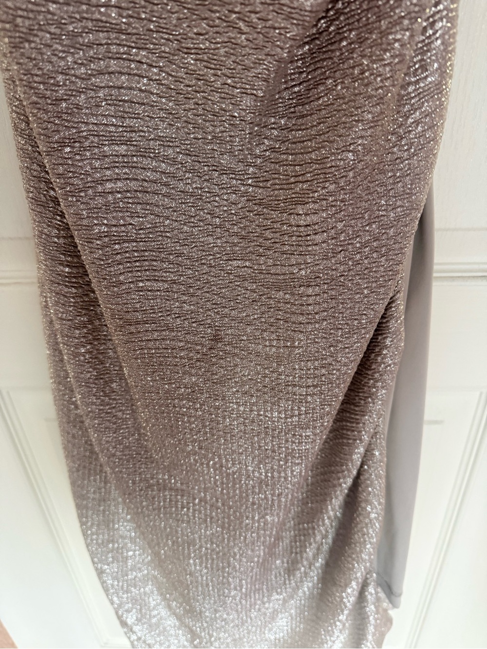 Light Gold One-Shoulder Ruched Evening Dress - Picture 2 of 4